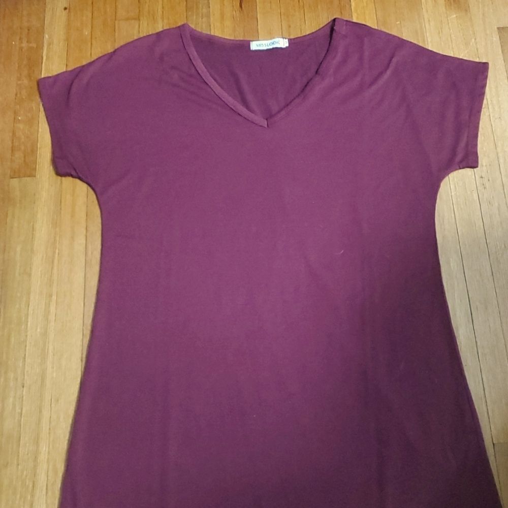 Miss Look Burgandy Cotton Dress NWOT size Medium